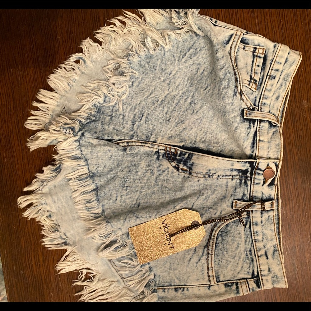 Distress jean shorts